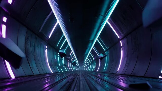 City tunnel dystopia sci-fi abstract 3d abstract animation seamless loop