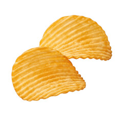 Crunchy potato chips, delicious snack food, isolated on transparent background