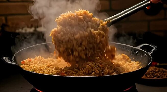 Indonesian fried rice has a savory, slightly sweet flavor and the fragrant aroma of sweet soy sauce and spices. The combination of basic spices includes shallots, garlic, chilies, and shrimp paste.	
