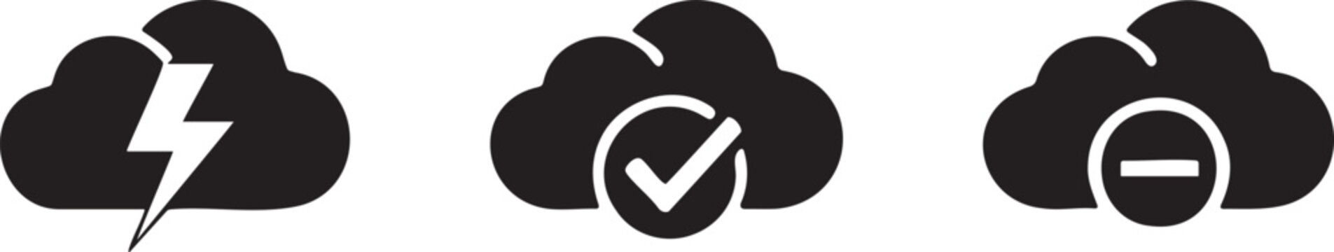 Cloud Bolt Cloud Check Cloud Minus Weather Icon