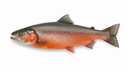 A vibrant cutthroat trout is displayed against a clean white background showcasing its coloration high quality