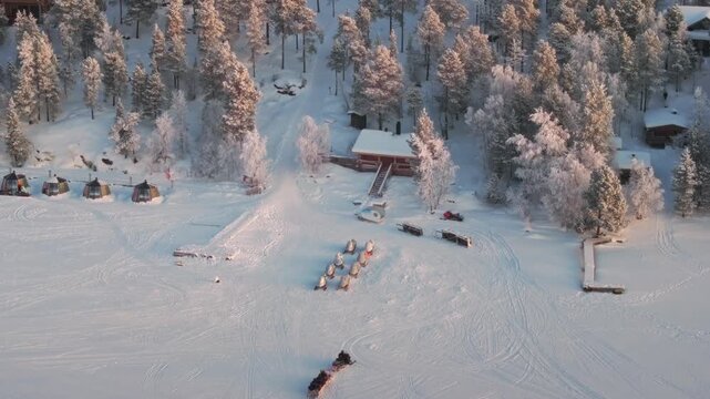 Arctic Circle from Above &ndash; 4K Drone View of Snowy Ivalo, Finland