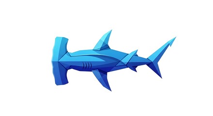 Naklejka premium Vibrant blue shark in geometric art style swimming forward