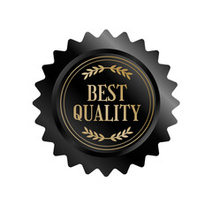 Best Quality black and gold seal with laurel wreath, vector illustration