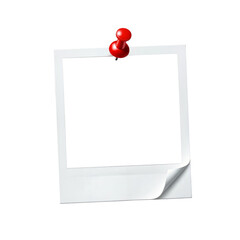 Blank Polaroid Photo with Red Thumbtacks