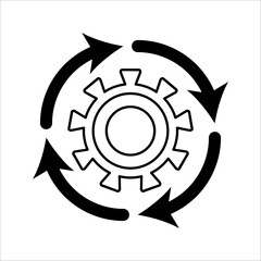 Process icon on white background. Process symbol in black for your web site design