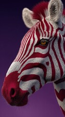 Naklejka premium Portrait artistique d'un zèbre aux rayures rouges et blanches