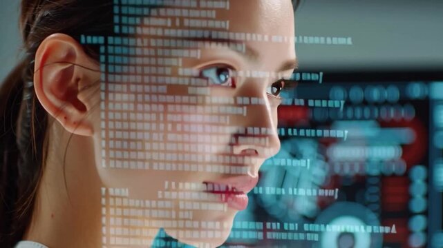 Tech Visionary: A focused woman immersed in the world of code, her gaze fixed on a screen. Captured in a moment of intense concentration and innovation, exploring the future