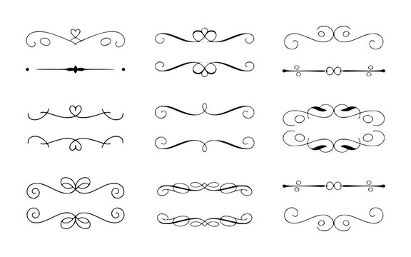 Collection of Black Flourishes and Decorative Ornaments White Background vintage