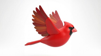 Obraz premium Vibrant Red Cardinal in Flight: A Stunning 3D Render.