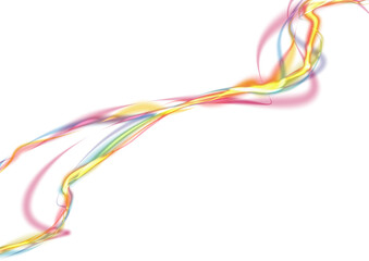 Abstract Flowing Multicolored Curved Lines on White Background