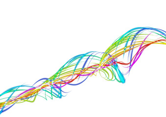 Abstract Multicolored Overlapping Wave Curves on White Background