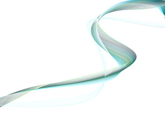 Abstract Flowing Ribbon Design in Blue Green Gray on White Background