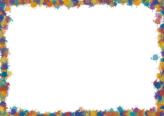 Abstract Colorful Paint Splatter Border on White Background