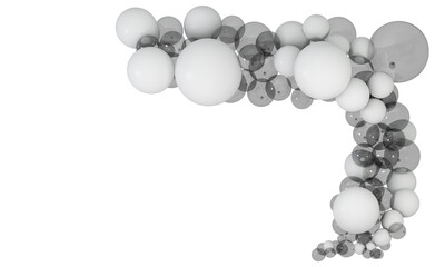 Abstract Wall Installation with White and Metallic Spheres