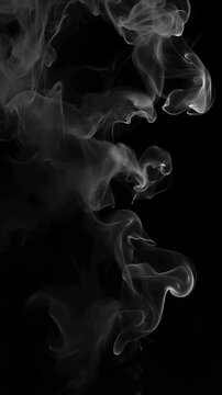 Vertical white smoke on black background