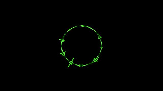 A circular digital music presentation made of neon green barbed wire, set against a black background. Modern, audio spectrum animation