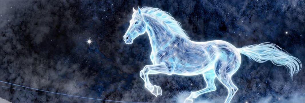 Blue light effect running horse animation