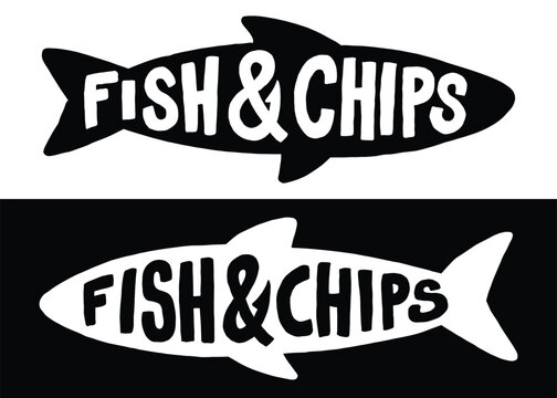 Fish and Chips word lettering art design.  Vector design illustration for web, t-shirt design, other graphic design use