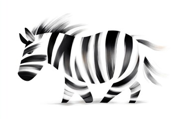 Naklejka premium Abstract zebra art with brushstroke effect on white background
