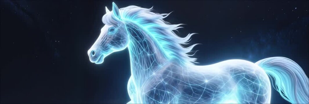 Blue light effect running horse animation