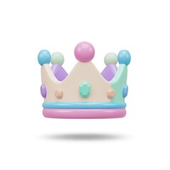 Colorful Cartoon Crown with Pastel Colors and Gem Decorations for Kids Playroom Decor