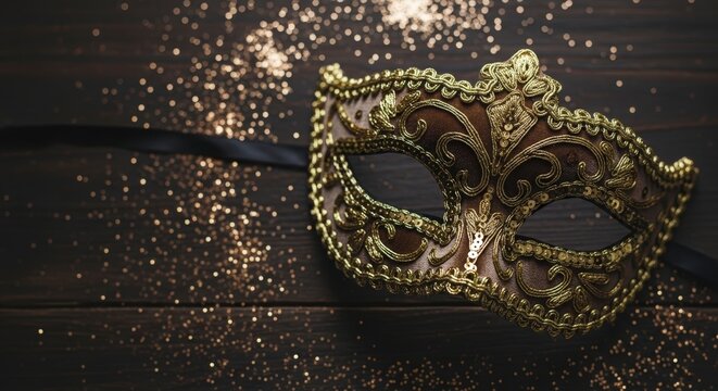 Mardi Gras Venetian Mask Glitter Background.