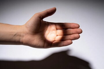 Obraz premium A hand with palm facing upwards and fingers extended in a gesture of receiving or offering something