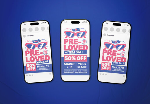 Pink & Blue Bold Pre-loved Item Sale Event Social Media