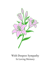 Deepest Sympathy Pink Lilies Memorial Card 