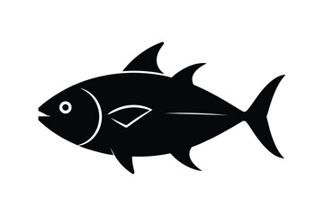 Obraz premium Tuna fish silhouette isolated on white background for seafood restaurant menu and fishing industry logo design