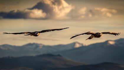 Two Majestic Eagles Soaring Gracefully