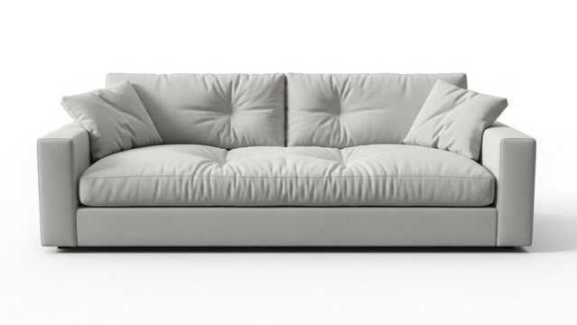 Modern grey sofa with tufted cushions