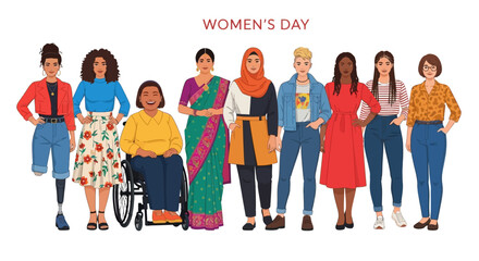 Fototapeta premium Diverse group of women celebrating Women's Day together.