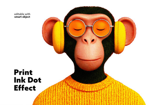 Print Ink Dot Photo Effect