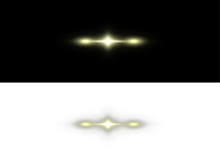 Abstract glowing light streaks on split black opaque background, cinematic lens flare effect, minimal futuristic illumination.