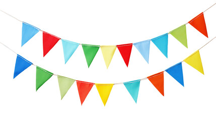 Obraz premium Colorful bunting banners for festival,carnival,party,transparent background clipping path,PNG.