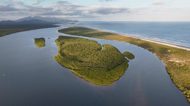 Aerial view of Mangrove - Superagui Island - Guaraque&ccedil;aba, Paran&aacute;, Brazil