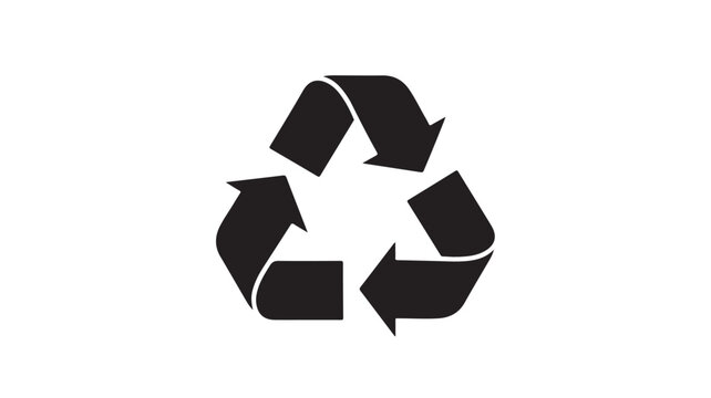 Black Recycling Symbol on White Background
