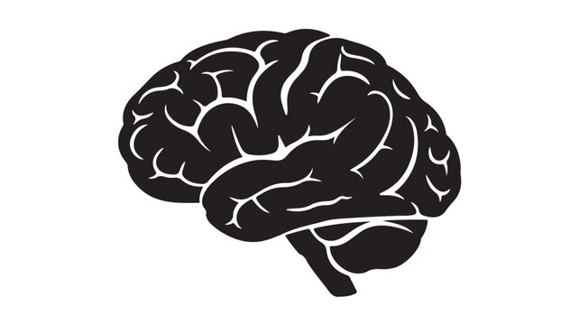 Black Brain Illustration Isolated on White Background