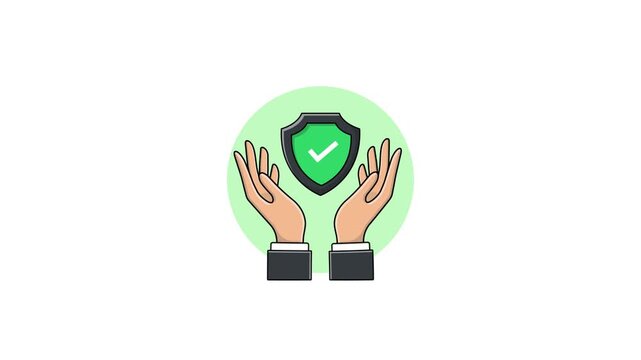 4k Hands Holding with Security Shield. Protection and Data Security Concept Animation Video