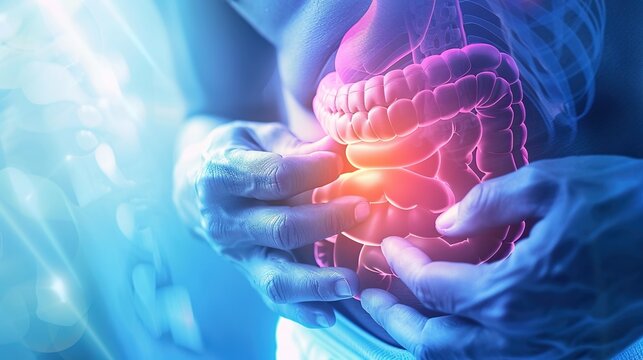 Appendicitis Medical Infographic and Anatomical Illustration, Highlighting Inflamed Appendix in Human Abdominal Cavity, Pathological Condition of the Vermiform Appendix, Acute and Chronic Appendicitis