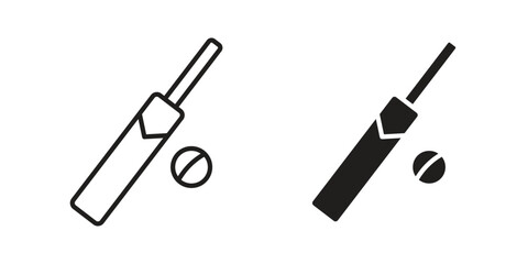 Cricket bat and ball icon and symbol. Vector illustration.eps