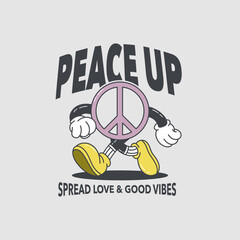 Groovy retro cartoon peace Vector illustration