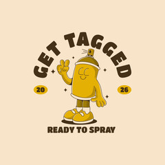 retro cartoon spray get tagged Vector illustration