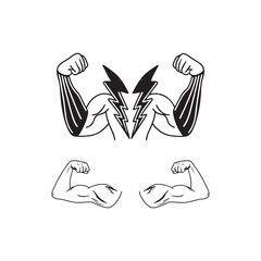 Flexing Biceps with Lightning Bolts