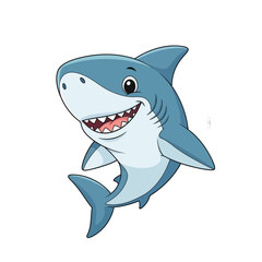 Naklejka premium Friendly cartoon shark with a big smile and sharp teeth, ready for adventure in the ocean depths