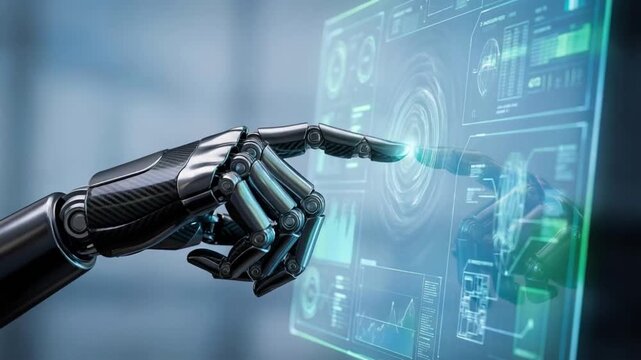 Next generation technology robotic finger touchscreen interface futuristic control panel display gesture interaction next generation technology