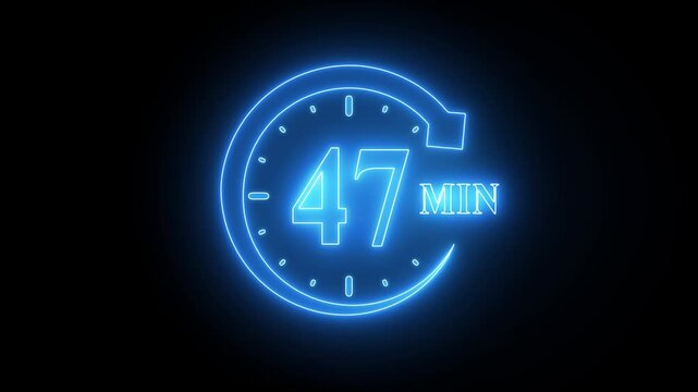 Neon Blue Countdown Timer 47 Seconds Glowing Clock