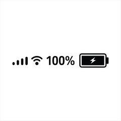 Fototapeta premium Mobile Status Bar Icons with Full Battery and Wifi Signal